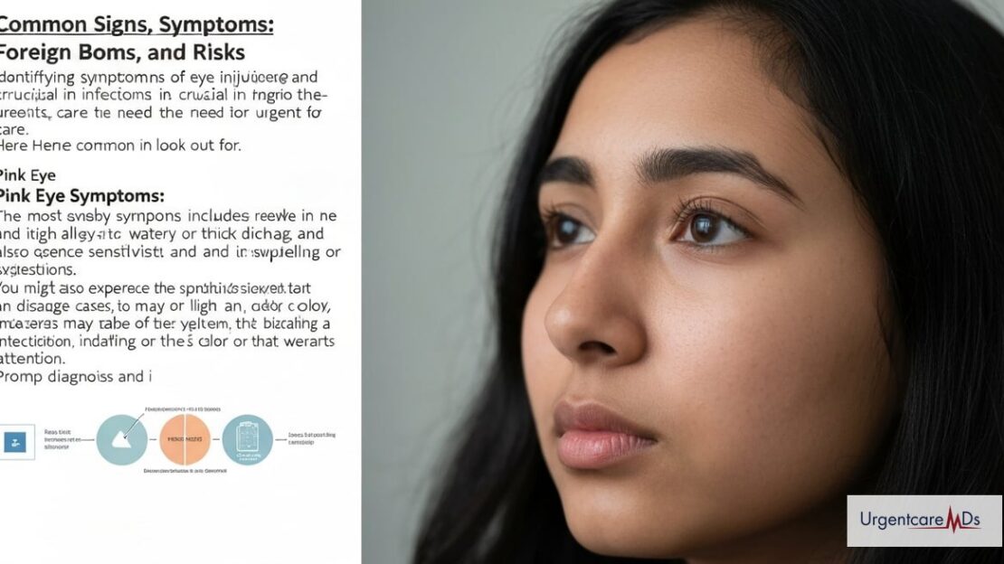 Photo-realistic image for blog post "Eye Injuries and Infections: Pink Eye and Foreign Body Removal", section "Common Signs, Symptoms, and